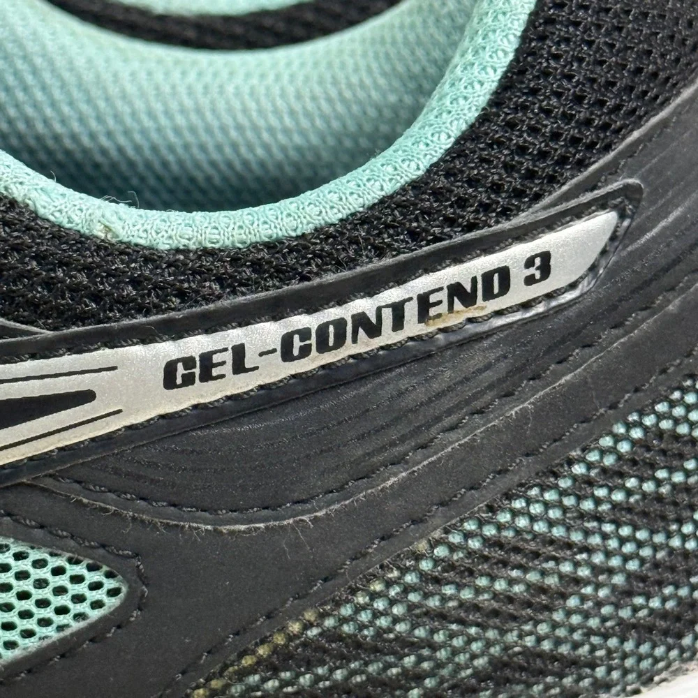Asics Gel-Contend 3 Womens Running Shoes Black Aqua‎ Silver T5F9N Size 8.5